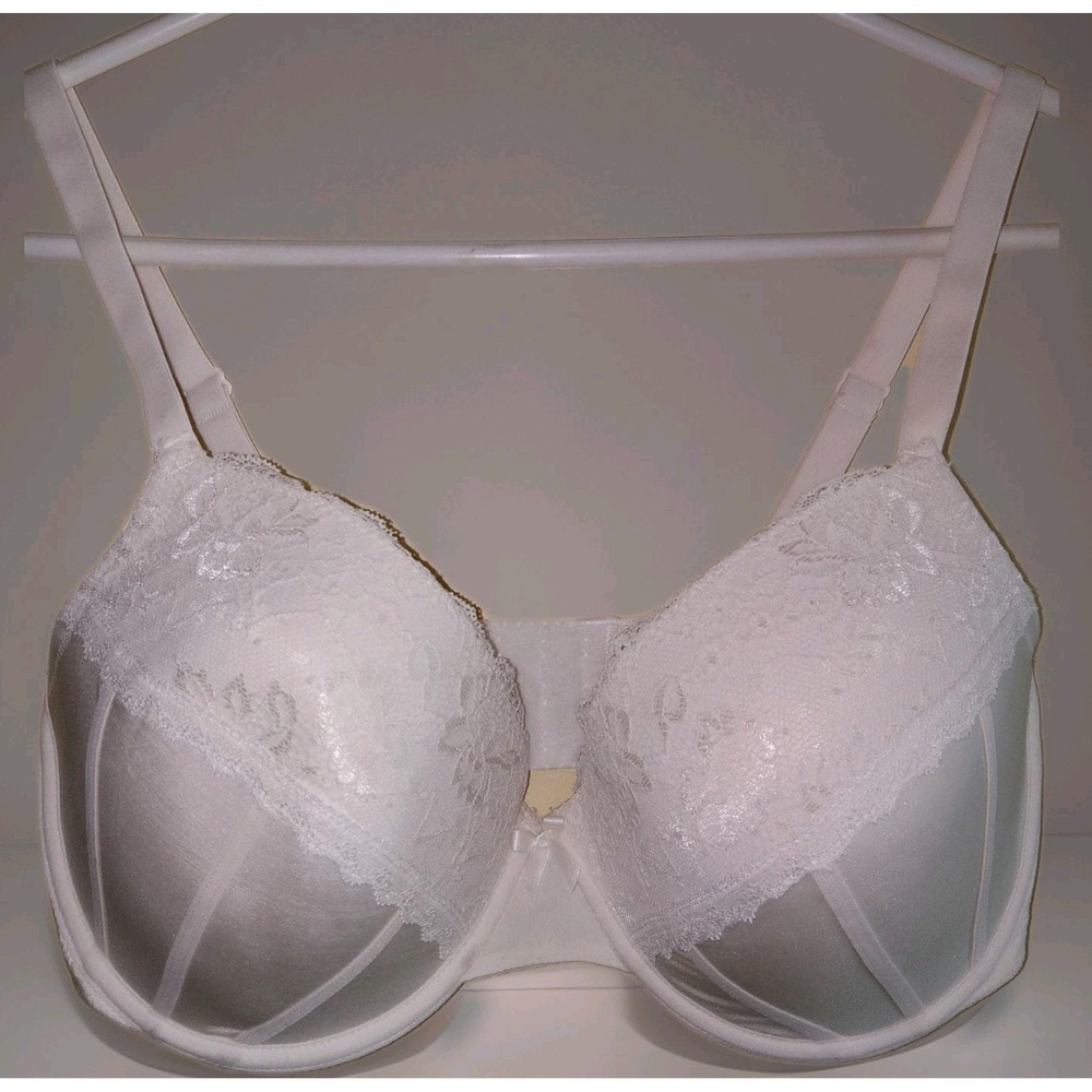 Apt‎ 9 36DD Padded Lace Plunge Underwire Bra White Ivory Dainty Coquette